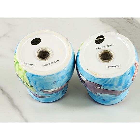 Salt & Pepper Shakers Dolphin Design Orlando Florida 2 3/4" Souvenir 80s Vintage - Picture 11 of 12